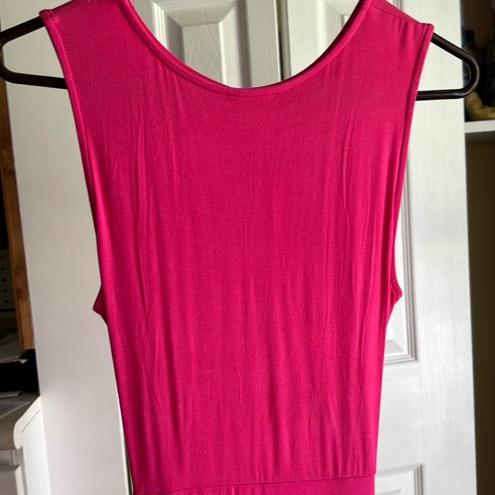Hot pink maxi dress with cut out back